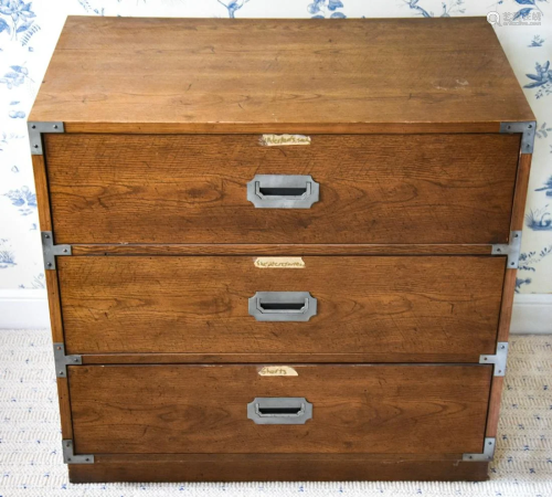 Vintage English Campaign Style Chest of Drawers