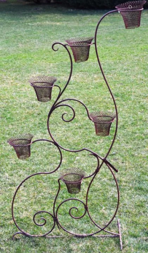 Wrought Iron Scrollwork Motif Garden Plant Stand