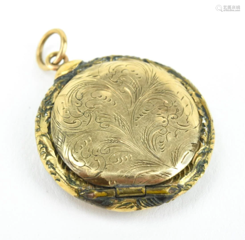 Antique 19th C Yellow Gold Locket Necklace Pendant