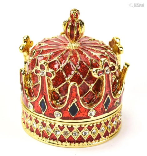 Enamel & Rhinestone Royal Crown form Trinket Box