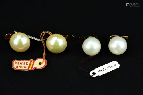 2 Pairs Vintage Sterling Majorca Pearl Earrings