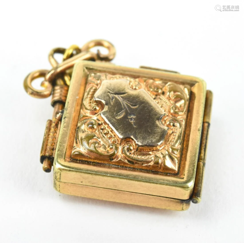 Antique 19th C Gold Locket Necklace Pendant