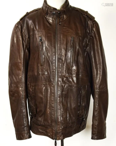 Hugo Boss Brown Leather Men's Jacket