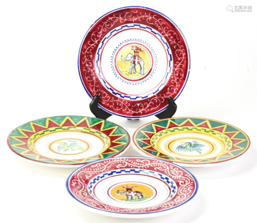 Set of Four Hand Painted Italian Pottery Plates