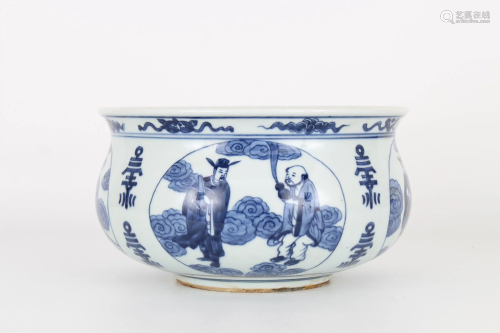 19th C. Chinese Blue/White Censer