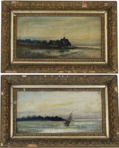 (2) 19th C. American School Coastal Paintings