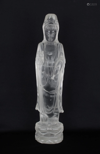 Large Chinese Glass Guanyin Figure