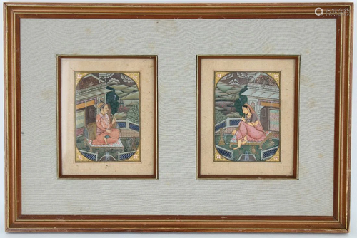 Antique 2-Part Persian Manuscript Painting