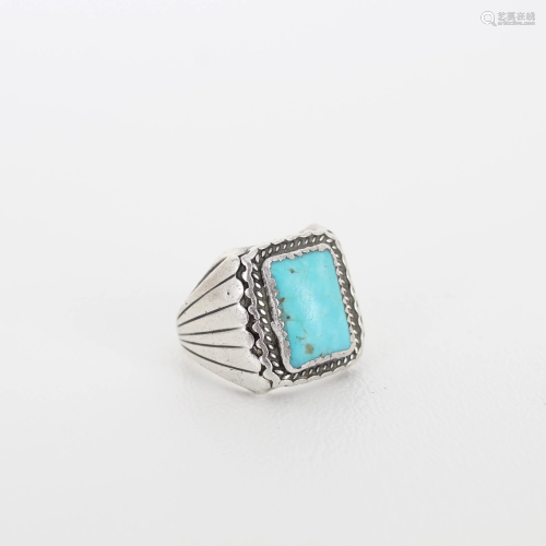 Navajo Sterling & Turquoise Prayer Fan Ring