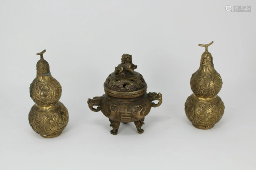 (3) Signed Chinese Bronze Vessels