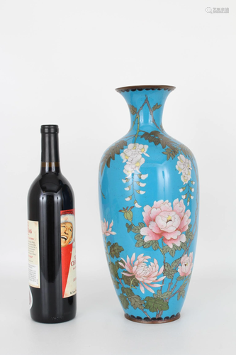 20th C. Japanese Cloisonne Floral Vase