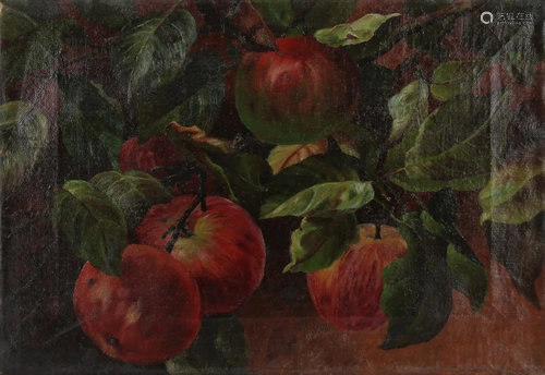 American School, 19th C. Painting of Apples