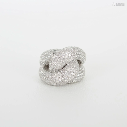18K White Gold 5CTW Diamond Cluster Ring