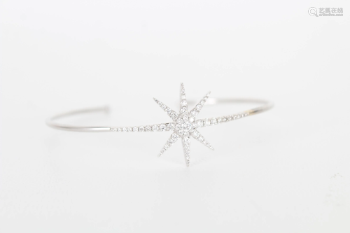 18K White Gold & Diamond Star Bracelet