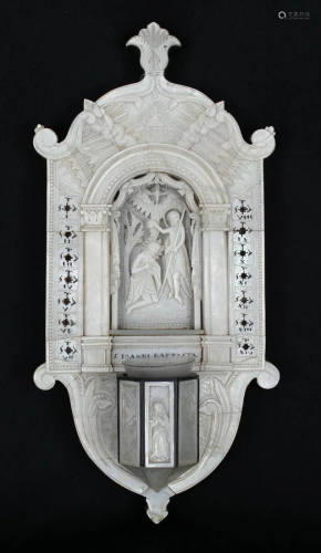 Carved, Exceptional Italian Mother of Pearl Font