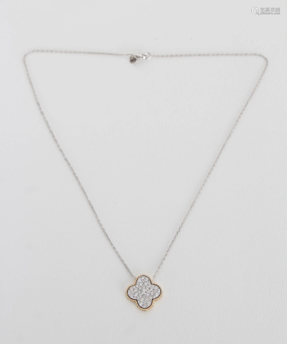 14K Gold & Diamond Clover Necklace
