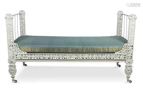 A Napoleon III child's bed with branch motif originally