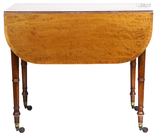 A George III satinwood and mahogany pembroke table