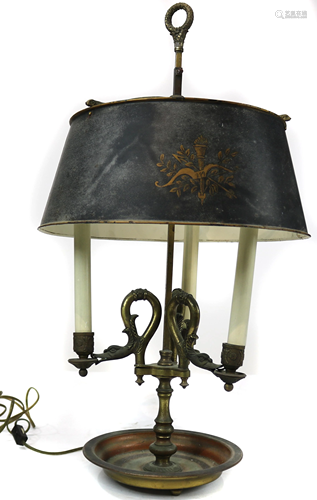 A French Empire style bouillotte lamp