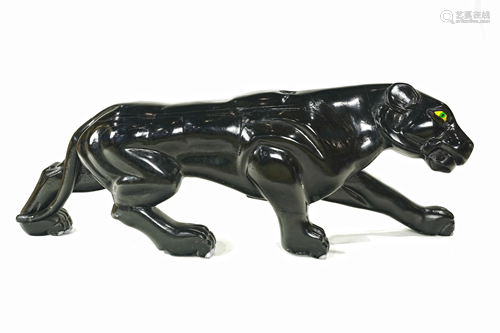 A carved wood and paint decorated carousel panther