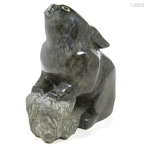 Johnny Judea Arctic Hare green serpentine sculpture