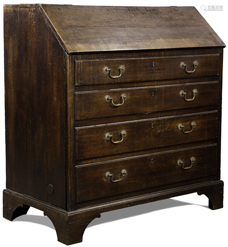 A George III oak metamorphic bureau-bed