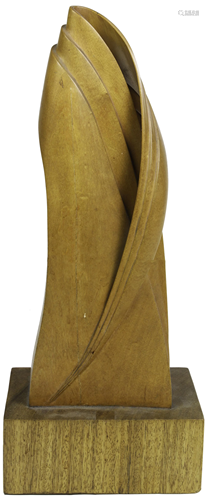 A carved wood sculpture