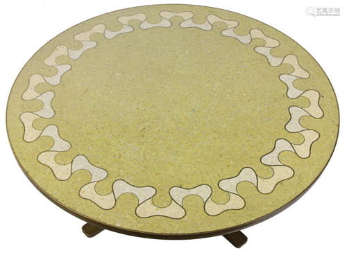 A Harvey Probber style terrazzo cocktail table, having