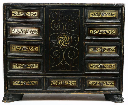 A Spanish Baroque style ebonized vargueno