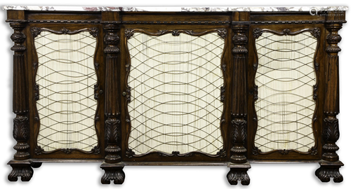 A William IV marble top rosewood side cabinet circa1845