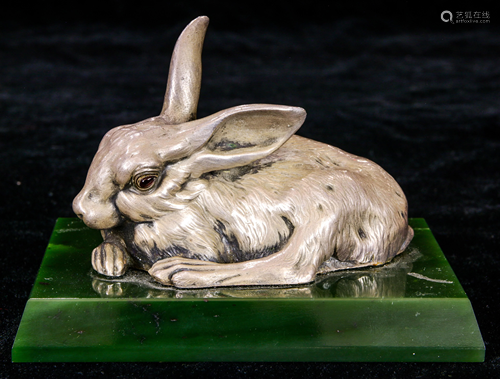 A Russian silver figure rabbit fashioned as a butler