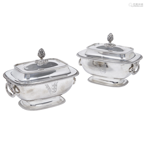 A pair George III sterling sauce tureens, Henry Nutting