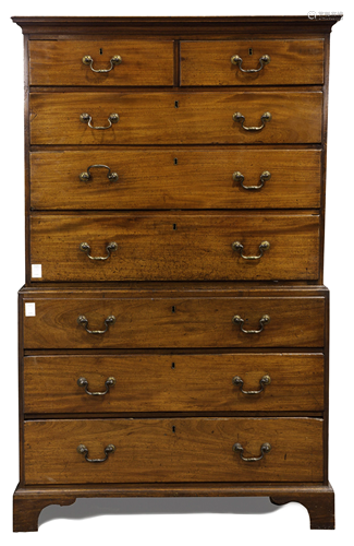 A Georgian mahogany chest on chest circa 1760