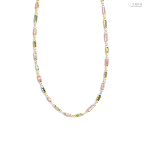 A tourmaline and eighteen karat gold necklace