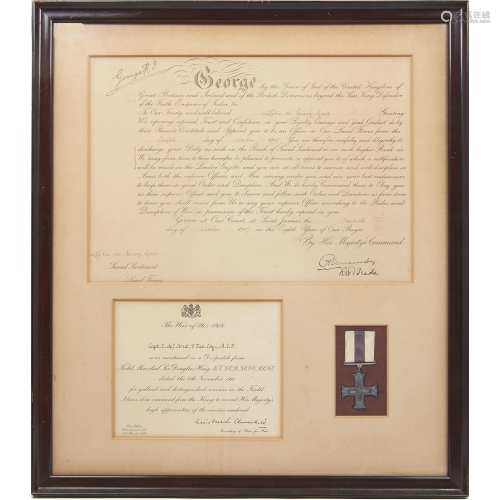 WW I military award signed by King George I & Winston