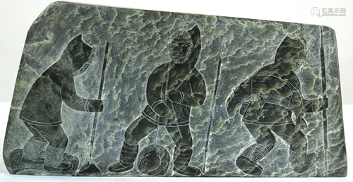 Inuit double sided relief stone carving