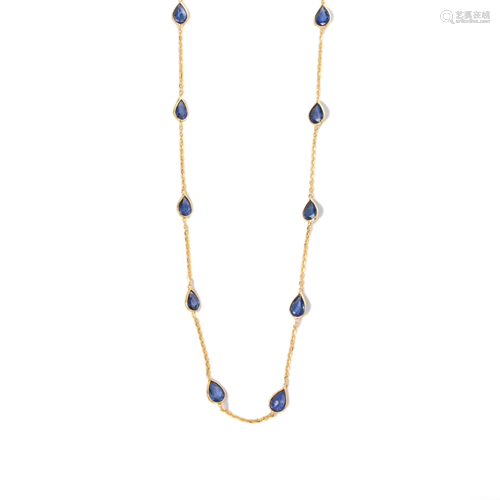 A sapphire and eighteen karat gold necklace