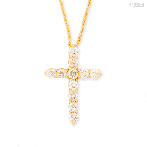 A diamond and eighteen karat gold pendant necklace