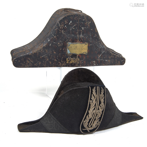 English dress bicorn helmet of Sir Peter Coats, a