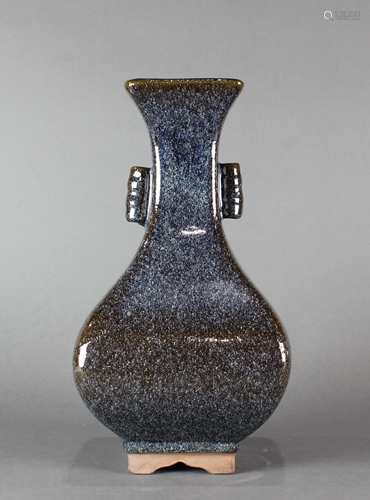 Chinese jun type glazed zisha arrow vase