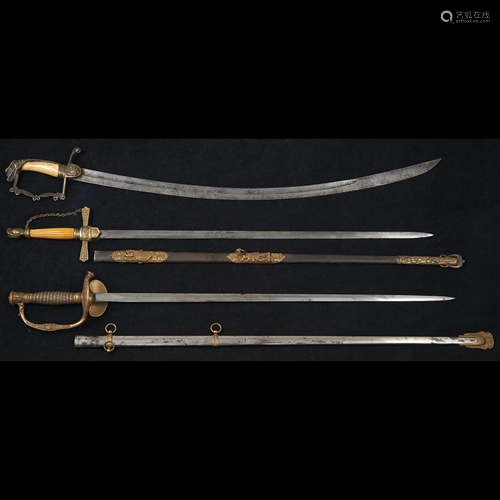 A (lot of 3) US Military Officer swords,19th century