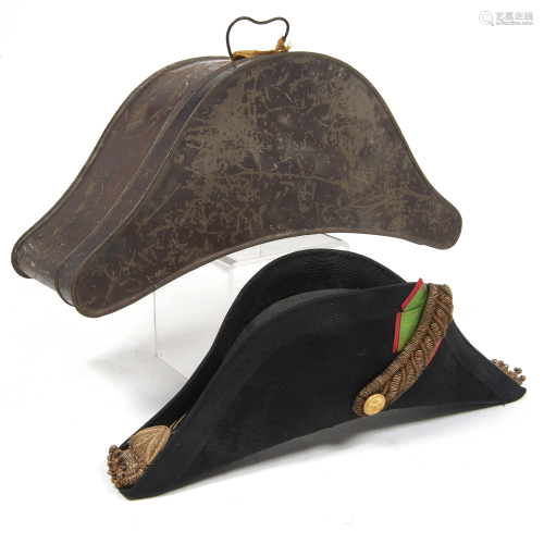 A Portuguese naval officer bicorn hat with black tole