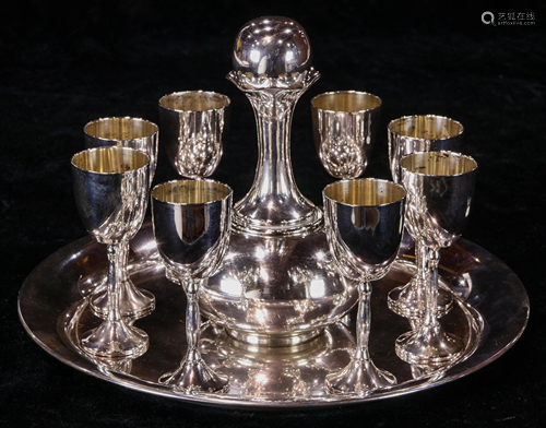 A (lot of 10) Mexican sterling cordial set, Juvento