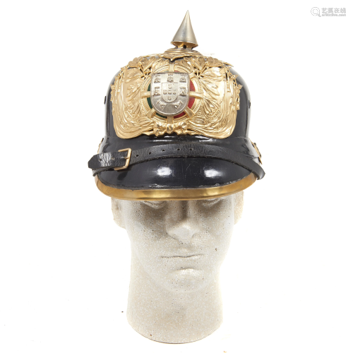 A Portuguese palace guard spiked helmet