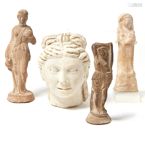 (lot of 4) Group of Greek and Roman style carved