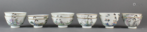 (lot of 12) Chinese famille rose bowls