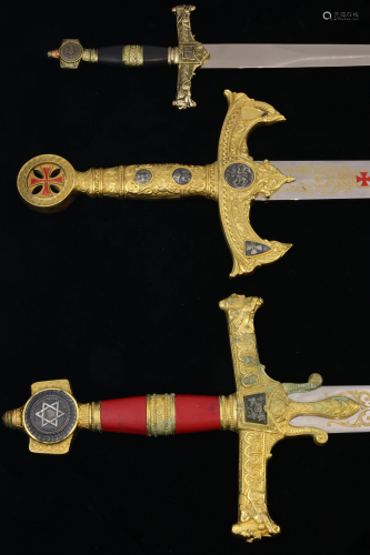 2 large commemorative swords and a Star of David