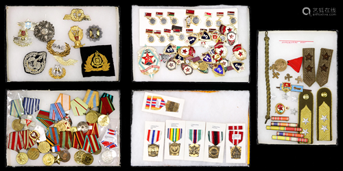 Collection of (100) Cold War medals, badges, ribbons