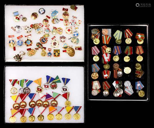 Collection of WW I, WW II and Cold War ribboned medals,