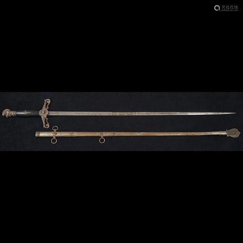 A Henderson Ames Dress Sword with white metal scabbard